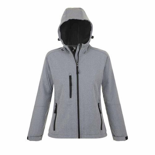 VESTE FEMME ZIPPÉE SOFTSHELL À CAPUCHE EN POLYESTER GRIS CHINÉ
