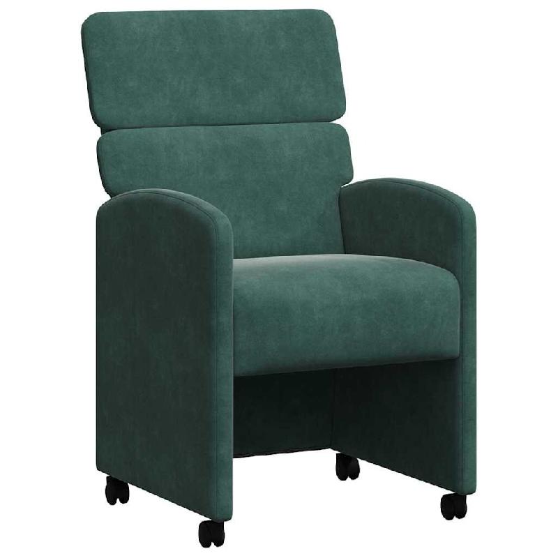 VidaXL Chaises de Salle à Manger avec Roues 2 pcs Vert foncé Velours Modèle Orion Confort Plus - 42017877_0