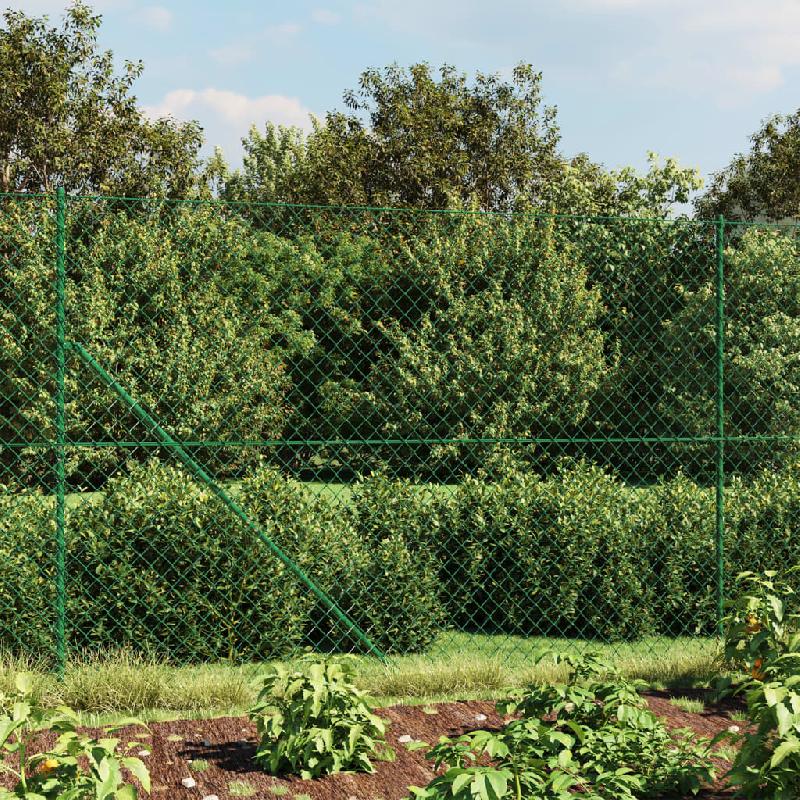 Vidaxl clôture à mailles losangées avec piquet d'ancrage vert 1,8x10 m 153925_0