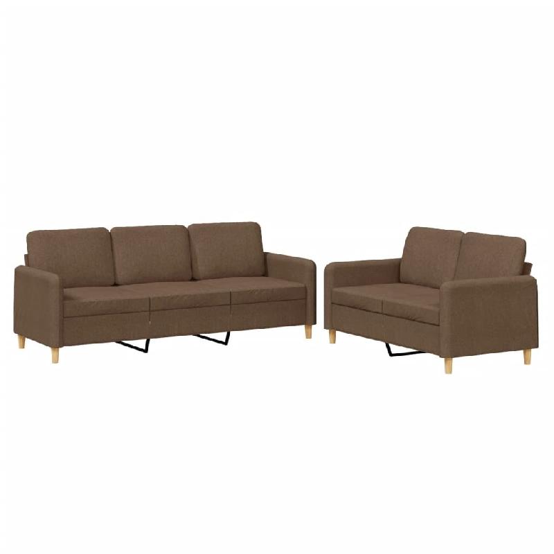 VidaXL Ensemble de canapés 2 pcs avec coussins Marron Tissu Modèle Atlas Prime - 3202121_0