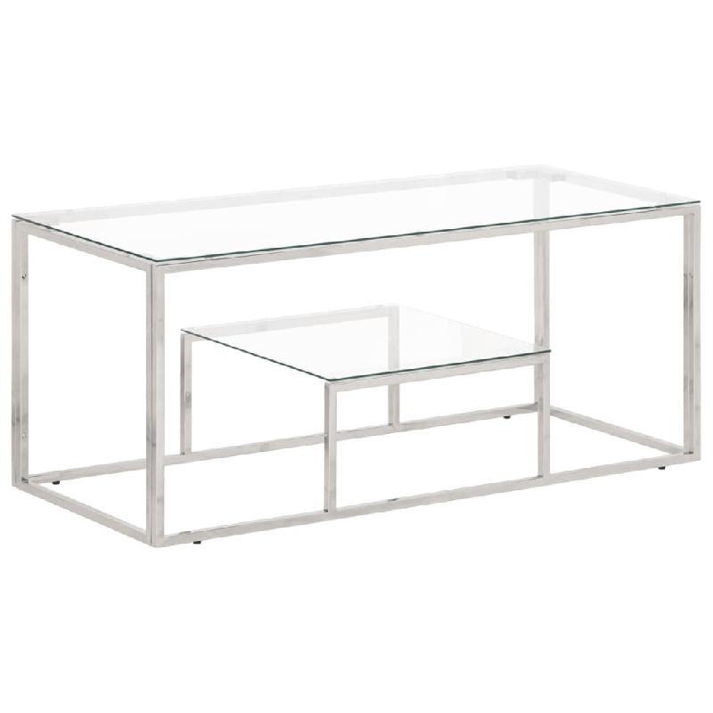 VidaXL Table basse argenté acier inoxydable et verre trempé Modèle Majesté Élite - 350017_0