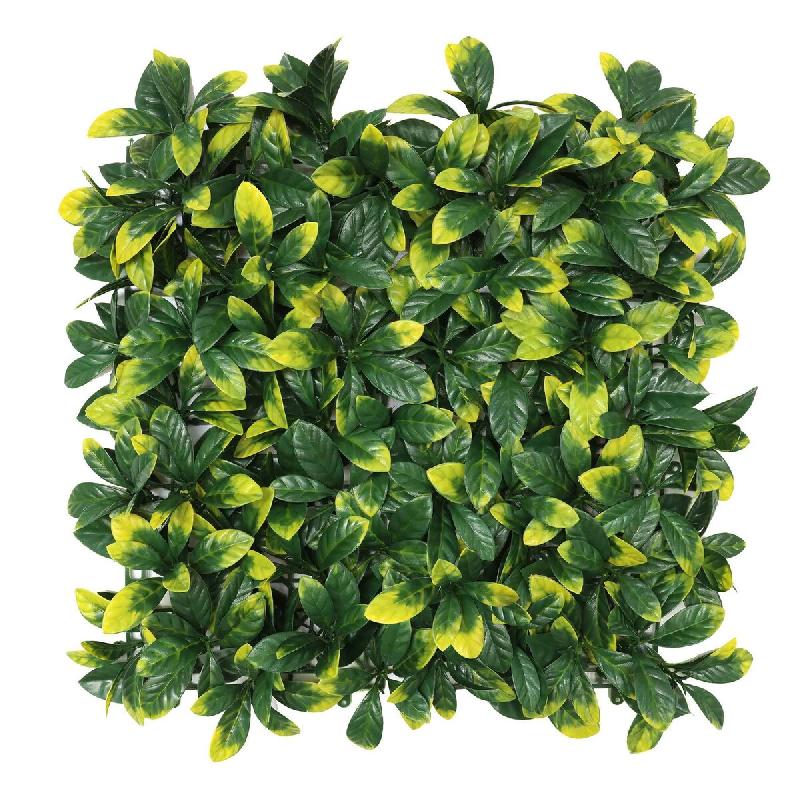 WellHome - Jardin vertical artificiel - panneau de haie 100x100 cm pour intérieur et extérieur, feuilles vertes et jaunes - vert WH15558_0