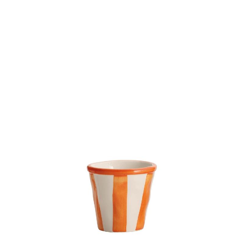 Zafferano Lot De 6 Petits Verres À Rayures Collection Lido En Céramique Artisanale Orange, Fabriqués À La Main À Civita Castellana, Design Irrég_0