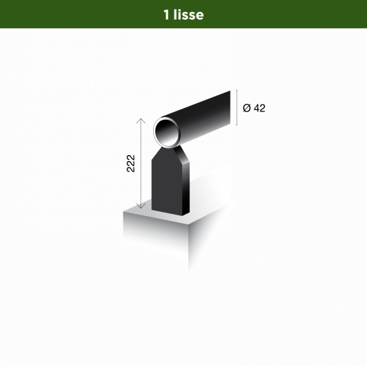 1 lisse main courante sur muret – Tube diamètre 42 – Hauteur 222 – Finitions : apprêt noir, galvanisation, thermolaquage_0