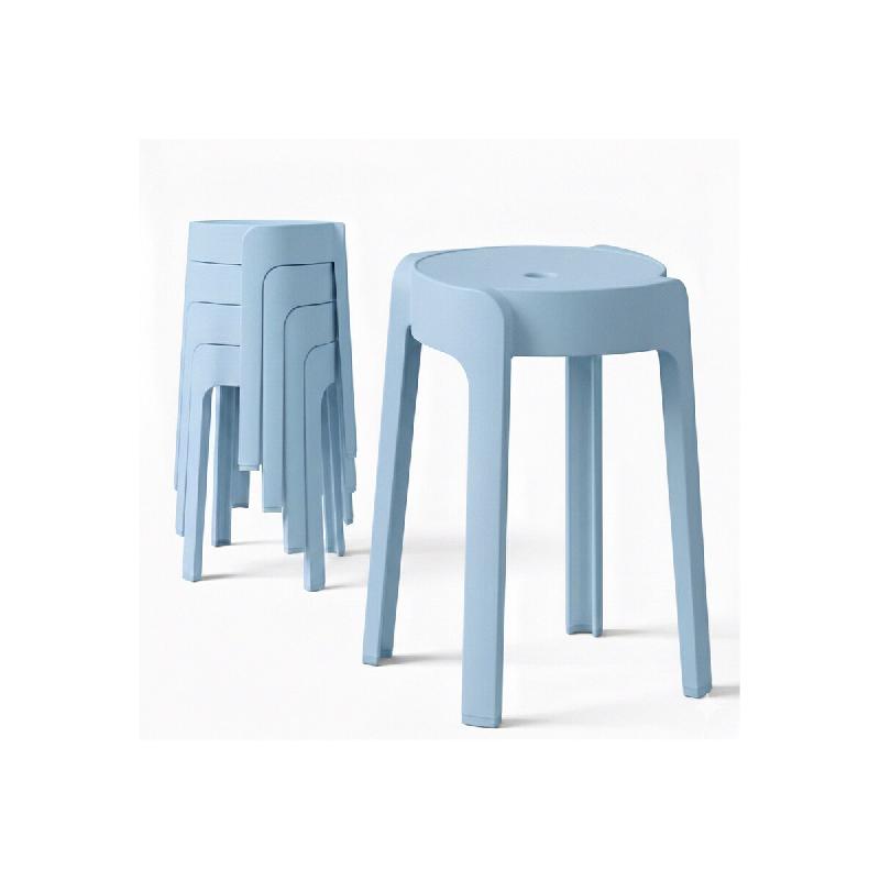 4 Tabourets Gigognes empilables BM HOME TAB-BLEU-PASTEL en plastique, légers pour la maison salle de classe, cuisine, jardin - bleu plastique polypro_0