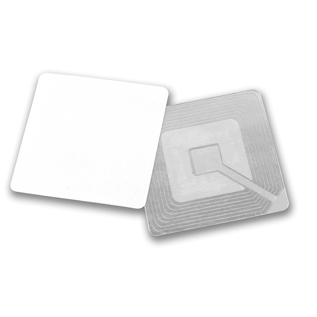 Étiquette antivol RF 8.2MHz 5x5 cm blanche - AES - idéale pour produits culturels et multimédia_0