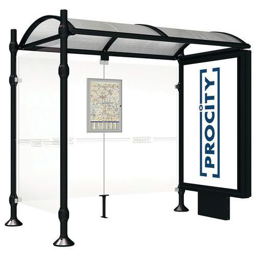 ABRI BUS PROVINCE 2.50 M CAISSON 1 BARDAGE INOX NOIR 9005 - PROCITY