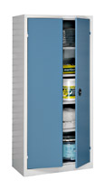 ARMOIRE INDUSTRIELLE H 198 X L 120 X P 53 CM - CORPS GRIS PORTES BATTANTES BLEUS
