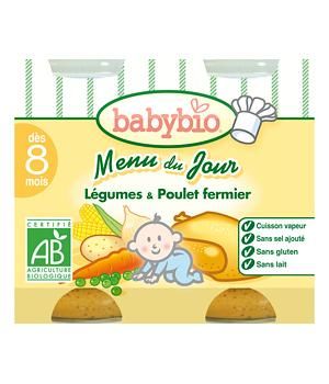 BABYBIO - DUO MENU LÉGUMES POULET FERMIER DÈS 8 MOIS 2 X 200GR