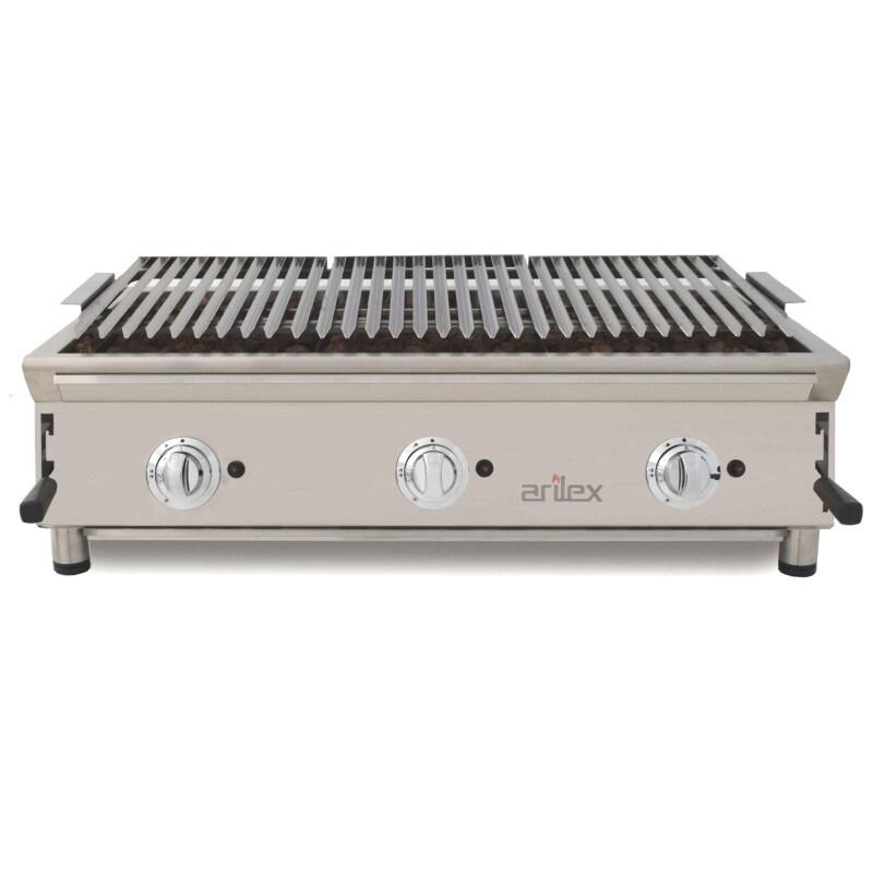 Barbecue à gaz de 100 cm en pierre volcanique avec grille en acier inoxydable réglable en 3 hauteurs 100BAR by Arilex. Arilex - G100BAR_0
