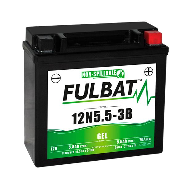 Batterie de démarrage moto Fulbat 12N5.5-3B - Gel sans entretien 12V 5.5Ah - 70A CCA_0