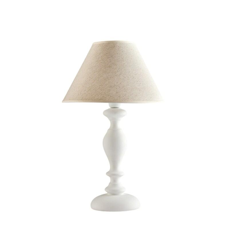 Bonetti Illumina Cascina Lampe Shabby en bois blanc 1 lumière avec abat-jour dm.35 H.57 d.35 BL265-LM-BCO - blanc 8050713217778_0