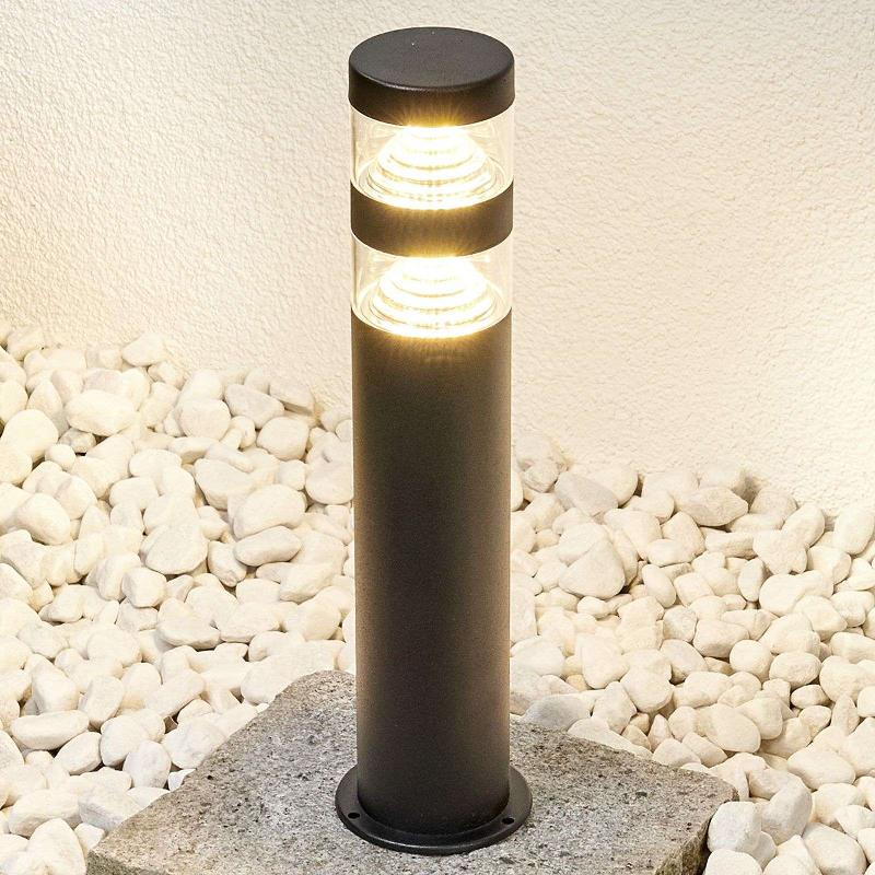 LINDBY LAMPE POUR SOCLE LED LANEA, 40 CM, NOIR, ACIER INOXYDABLE, IP44