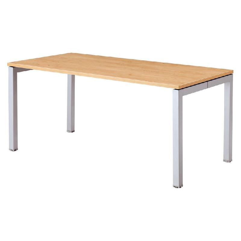 BUREAU DROIT ACTUAL - L. 140 X P. 80 CM - PLATEAU CHÊNE  - 4 PIEDS ALUMINIUM
