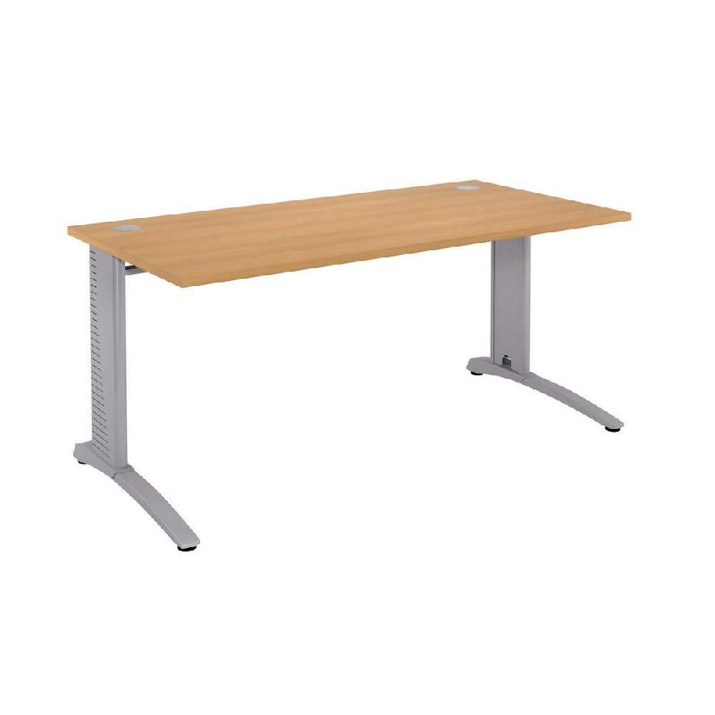 BUREAU DROIT BIOSPACE 2 - L. 160 X P. 80 CM - PLATEAU HETRE - PIEDS L ALUMINIUM - EMBASE ALUMINIUM