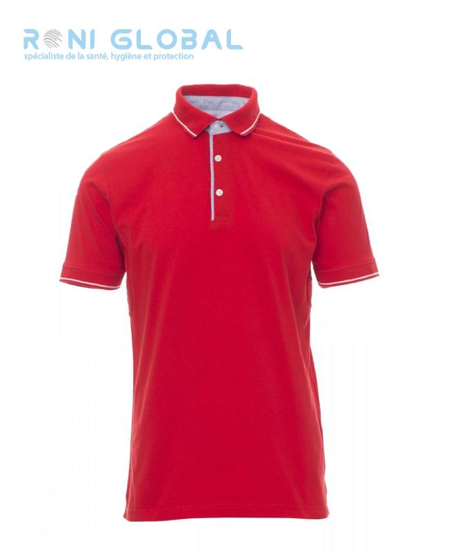 Polo de travail homme manches courtes en coton - Cambridge Payper - col Oxford bleu ciel et coutures renforcées_0
