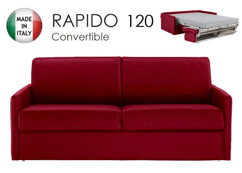 CANAPÉ LIT 2-3 PLACES SUN CONVERTIBLE EXPRESS 120CM TWEED ROUGE  MATELAS ÉPAISSEUR 16CM_0