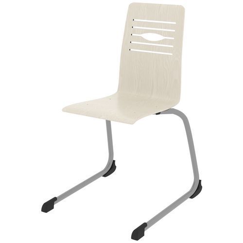 CHAISE COQUE YOGA PIÈTEMENT LUGE ACIER - BLANC PASTEL/GRIS ARGENT - RODET