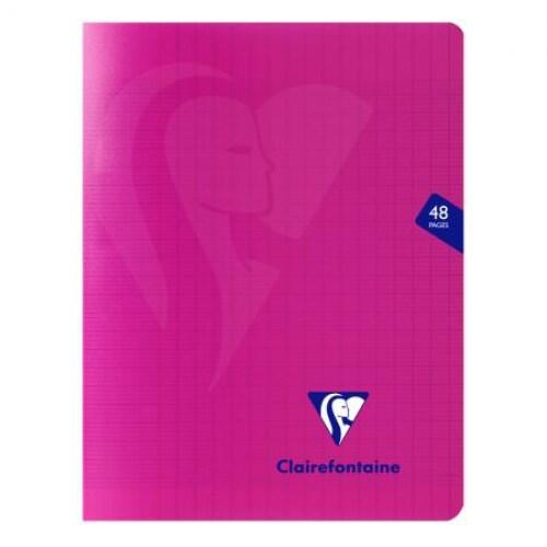 Clairefontaine Lot de 10 Cahier Mimesys 17x22, 48p./24 feuilles 90 g/m² piquées, coloris rose, Séyès - 3329683137511_0