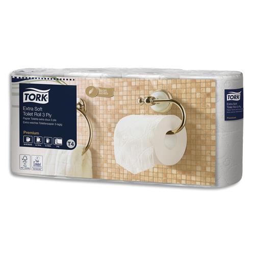 COLIS DE 56 ROULEAUX DE PAPIER TOILETTE TRADITIONNAL 3 PLIS BLANCS 155 FEUILLES ECOLABEL -  POUR TORK T4