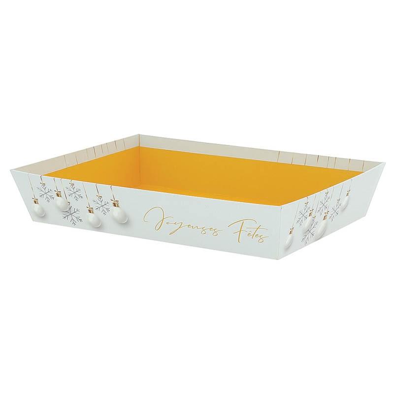 Corbeille carton rectangle Noel Blanc 26x20 -_0