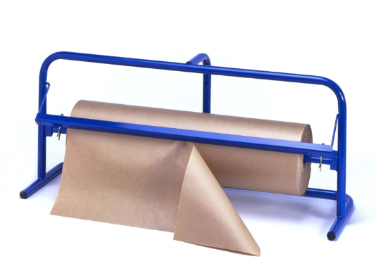 Dérouleur de papier horizontal - bleu - divers diamètres de tube d'acier, dimensions disponibles, plateau pivotant sur roulement à billes - Garantie 3 ans_0
