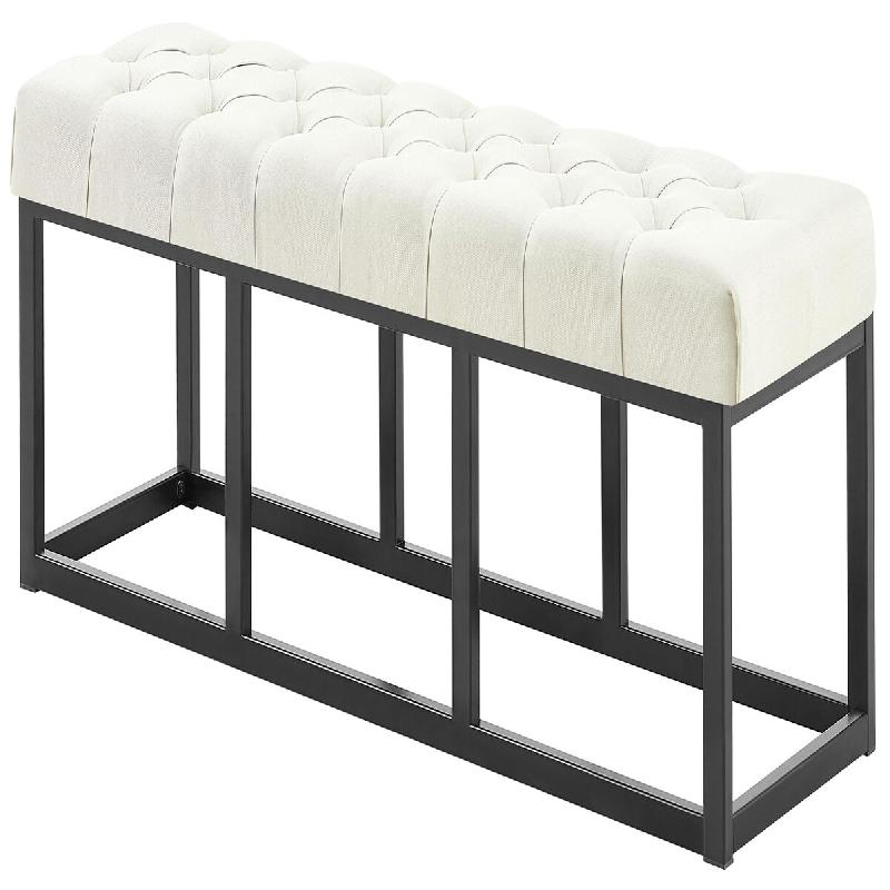Décoshop26 - Banc capitonné rembourré 120 cm tissu crème avec structure métal noir design contemporain 10_0008460 - métal 3000266667938_0