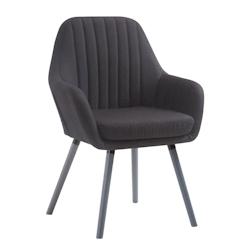 Décoshop26 - Chaise de salle à manger fauteuil de chambre coiffeuse en tissu noir piètement en bois gris 10_0002243 - gris 3000250920483_0