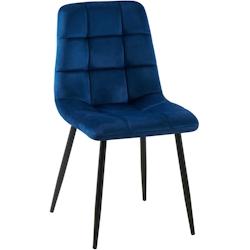 Décoshop26 - Chaise de salle à manger x1 coutures forme carrées en velours bleu foncé pieds en métal noir 10_0001966 - bleu 3000250770644_0