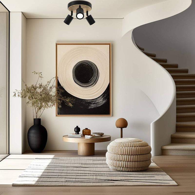 ENVOSTAR TINO SPOT POUR PLAFOND À 3 LAMPES ROND NOIR/BOIS