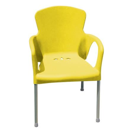 Fauteuil empilable EVA - jaune - intérieur et extérieur - structure en polypropylène et piètement en aluminium brossé_0