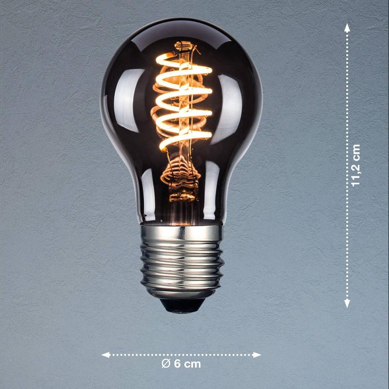 FH LIGHTING AMPOULE LED, E27, A60, FUMÉ, 4 W, 1800 K, 60 LM
