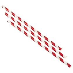 Genware Pailles Papier Rayures Rouges et Blanches x 500 pièces Ø 0.6cm X L 20cm - 5020403173199_0