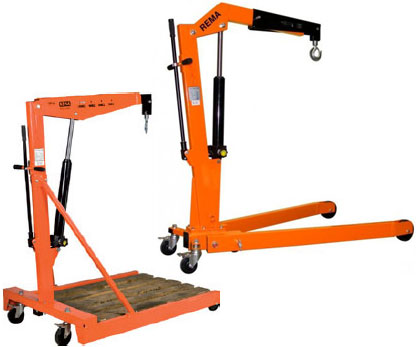 Grue d'atelier - mobile ou fixe, pliable, pompe manuelle - capacité 0,5 à 2 tonnes_0