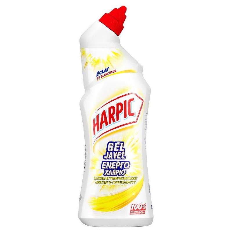 Harpic Gel Javel - 750 ml - Éclat et Blancheur Citron Pamplemousse - Nettoyant WC au Bicarbonate de Soude_0