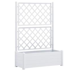 Helloshop26 - Jardinière avec treillis 100 x 43 x 142 cm jardin plantes fleurs PP blanc 02_0000809 - 3000071421534_0