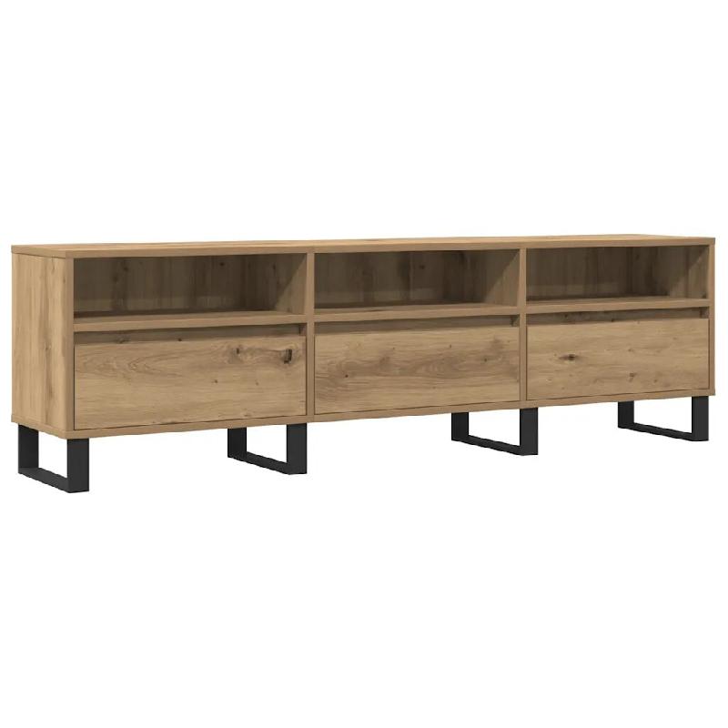Helloshop26 - Meuble TV chêne artisanal rangement grand 150 x 30 x 44 cm design moderne en bois d'ingénierie beige 02_0051074 - beige Bois massif 30_0
