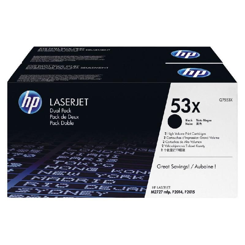 HEWLETT PACKARD TONER ORIGINAL 53XD (Q7553XD) - PACK DE 2 - GRANDE CAPACITÉ - COULEUR: NOIR (LOT DE 2 CARTOUCHES)