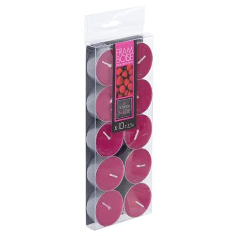 Lot de 10 bougies chauffe-plat parfumées framboise - D. 3,7 cm - Paris Prix_0