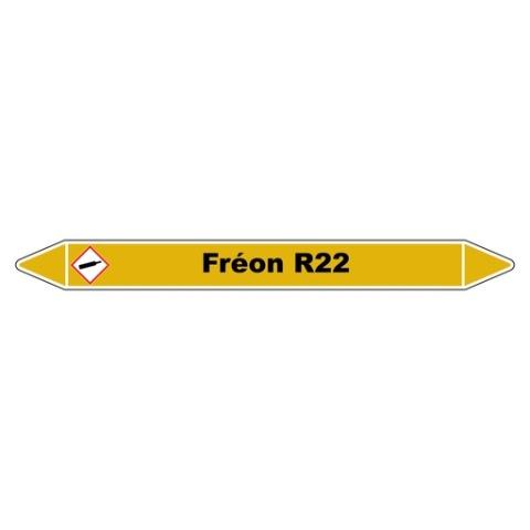 LOT DE 3 - MARQUEUR DE TUYAUTERIE - FRÉON R 22 - NFX 08-105 - VINYLE LAMINÉ 355 X 37 MM