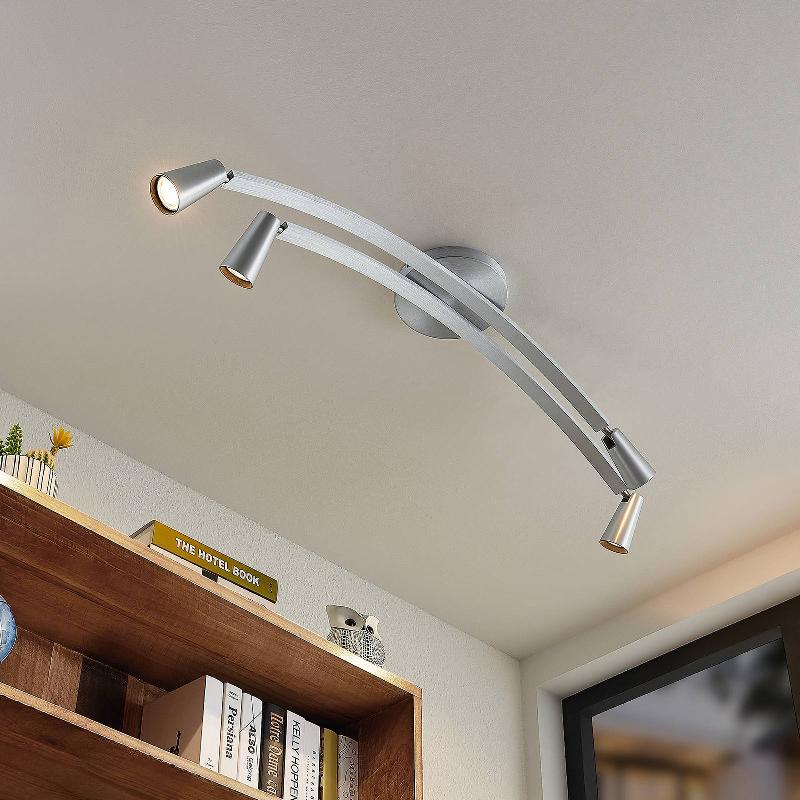 LUCANDE VELANORIS PLAFONNIER, À 4 LAMPES. ALU BROSSÉ