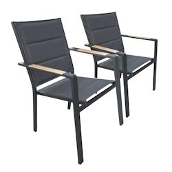 Oviala Business Lot de 2 chaises de jardin en aluminium et textilène gris - gris 112567_0