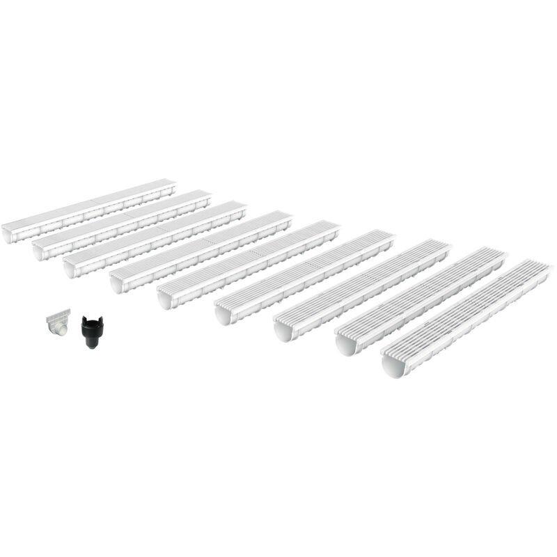 Pack De 3 Caniveaux MEAPARK Avec Grille Fine + Profil E-Blade R En Inox – Design Moderne Et Installation Facile - 3