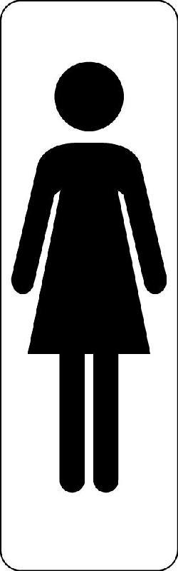 PANNEAU SIGNALÉTIQUE - SILHOUETTE FEMME WC - VERTICAL  - 250 X 80 MM - BLANC