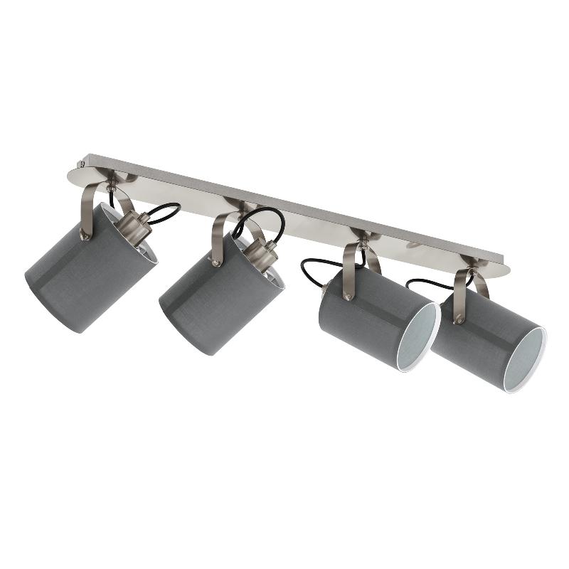 EGLO PLAFONNIER VILLABATE AVEC 4 ABAT-JOUR TISSU GRIS