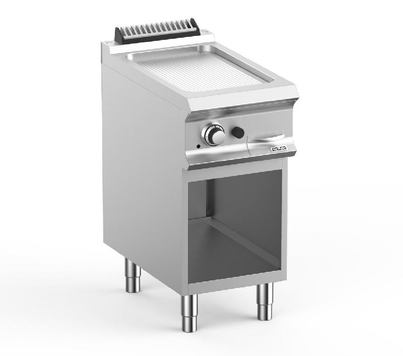Plaque à snack professionnel gaz - soubassement libre - 1 plaque rainurée 33x54 cm - Domina Pro 700 - FTBG74AR_0