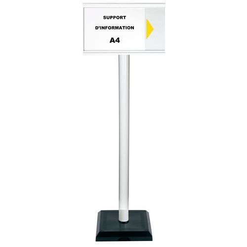 POTEAU PVC BLANC + SUPPORT INFORMATION A4 BLANC SOCLE LESTÉ - NOVAP
