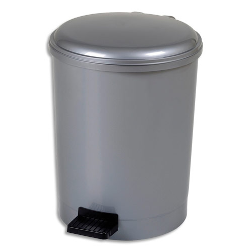 POUBELLE A PEDALE CEP - GAMME TRIO -  PLASTIQUE PP RECYCLABLE - ANSE EN METAL - D31 X H41,5 CM - 20 LITRES - GRIS