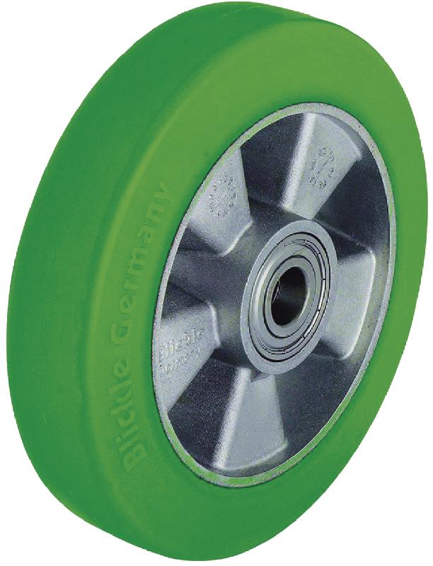 ROUE POLYU SOUPLE CORPS ALU MOYEU BILLES F=700KG Ø200MM - MANUTAN COLLECTIVITÉS