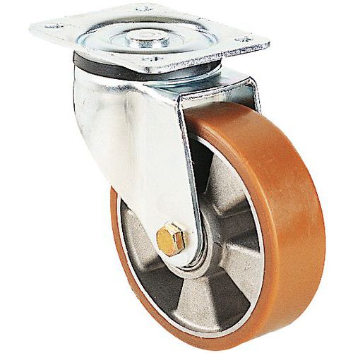 ROUL PIV BGE POLYURTHANNE D=125MM F=250KG SANS FREIN